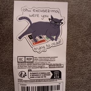 Cat Sticker with Glasses - Gray